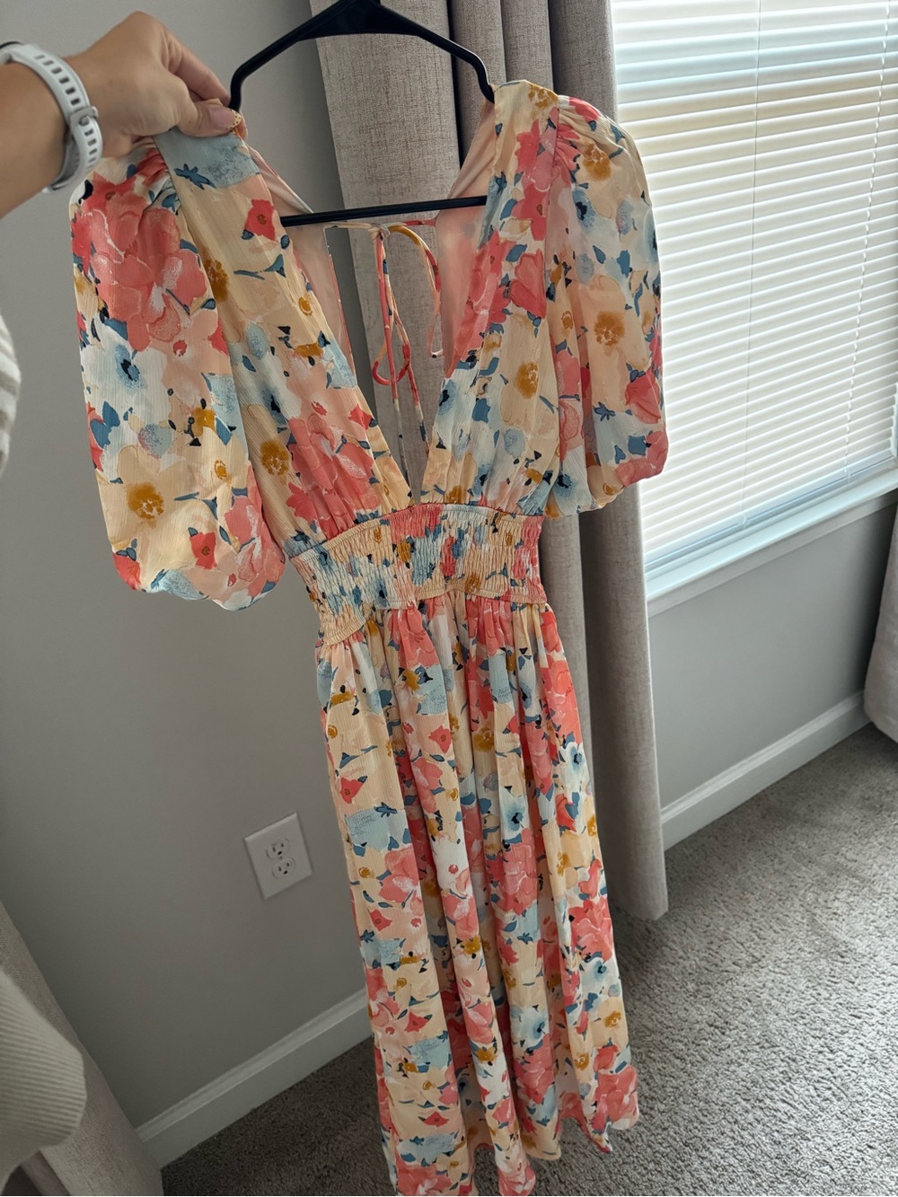 Hello Molly Floral Ruffle Dress - Peach & Pastel Print